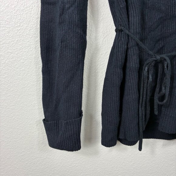 BCBGMAXAZRIA V-Neck Ribbed Long Sleeve Sweater with Waist Tie Large Minimalist - Picture 2 of 6